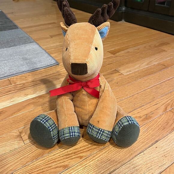 Pottery Barn Kids Corduroy Reindeer Plush Stuffed Animal Holiday Deer - Picture 1 of 6